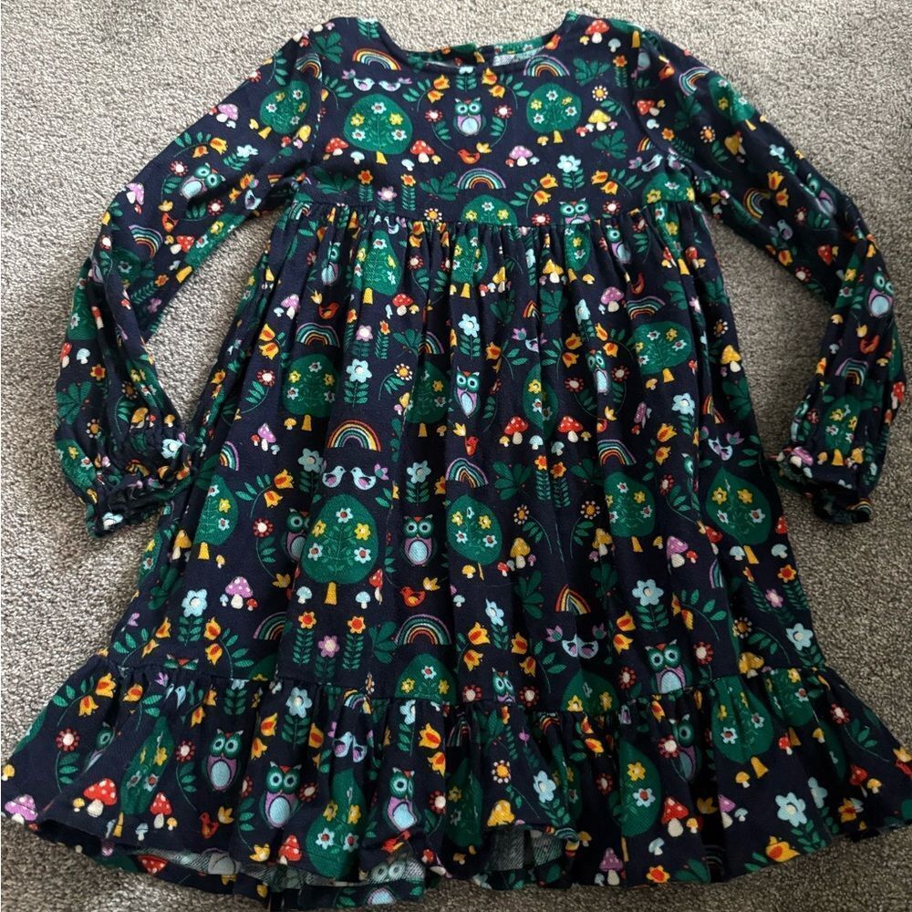 Little Bird Rainbow Owl Print Sleeved Dress Sz 5-6